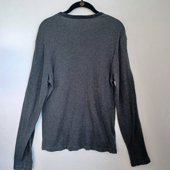 James Perse Standard Pocket Tee Long Sleeve Gray Black Contrast Mens 1 or Small - Picture 3 of 8